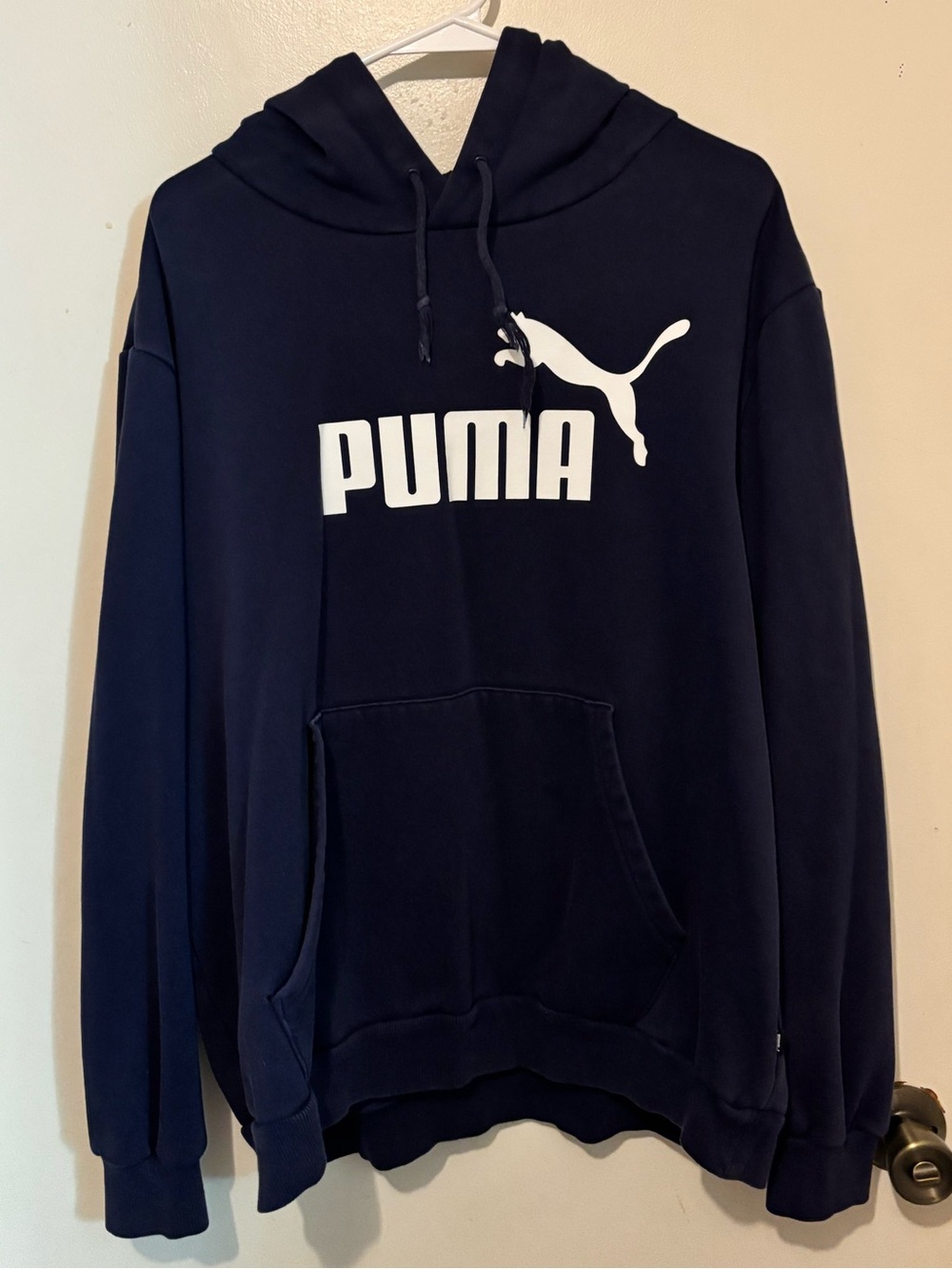 Puma White Logo Navy Hoodie